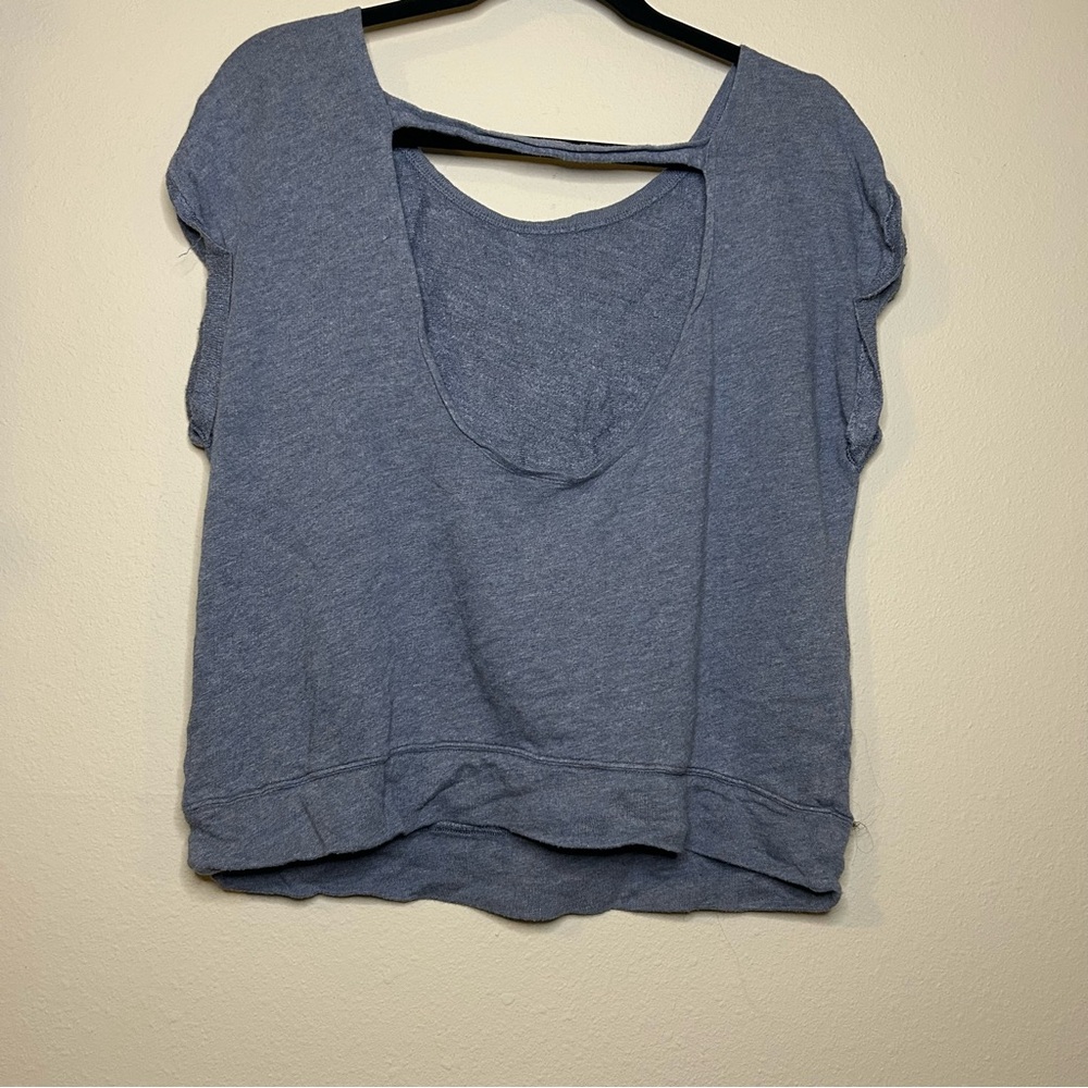 Victoria's Secret Heather Blue Short Sleeve Top Open Back